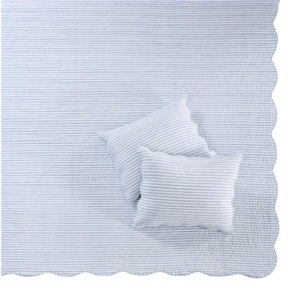 Levtex Home Martha Stripe Blue Bedspread Set King/Cal King Hard to Find